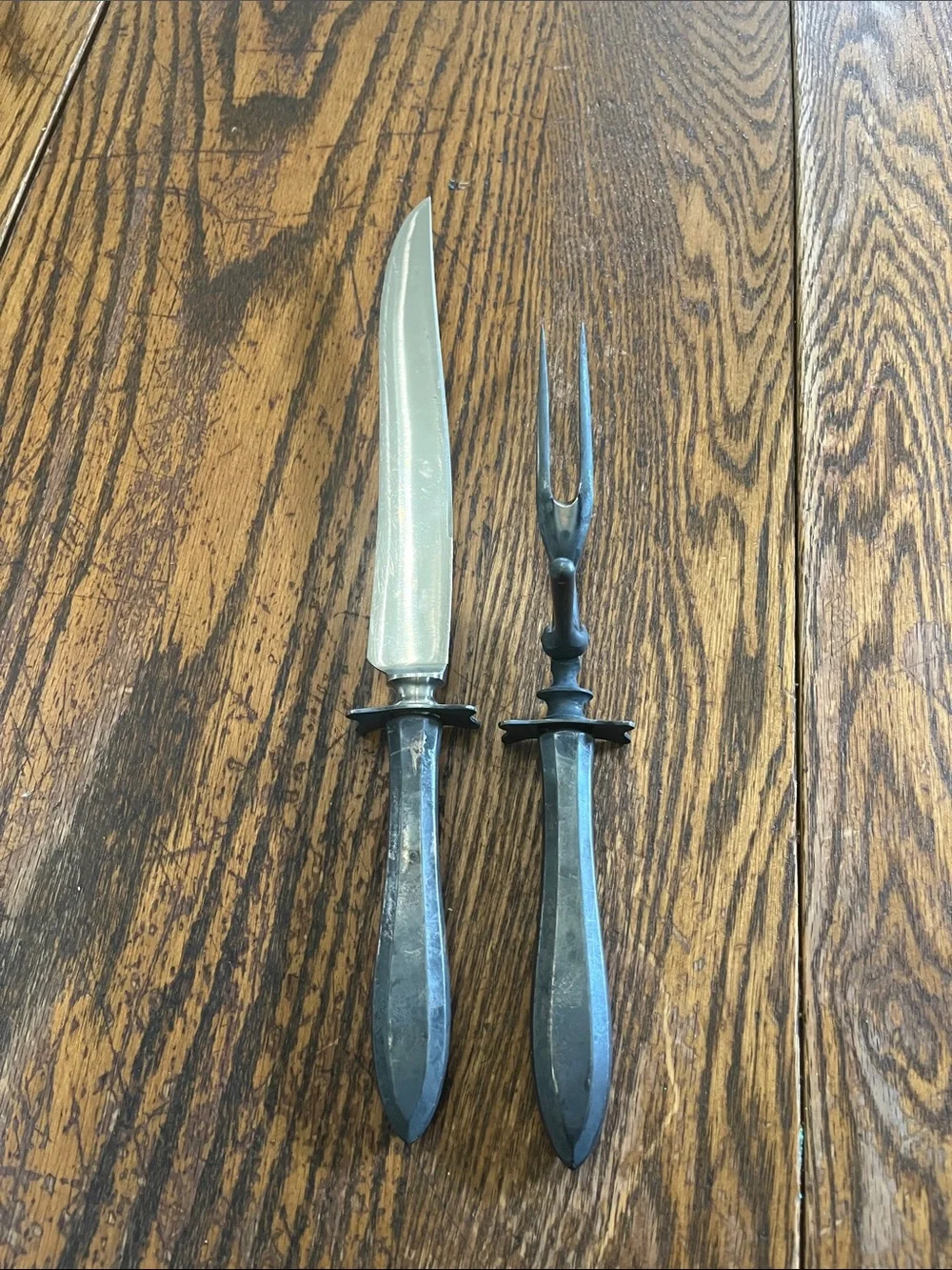 Carving Knife and Fork Set - Black Handle